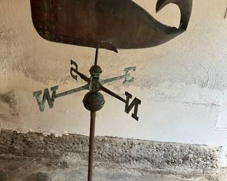 Amazing early Whale Copper Weathervane Circa. 1890's