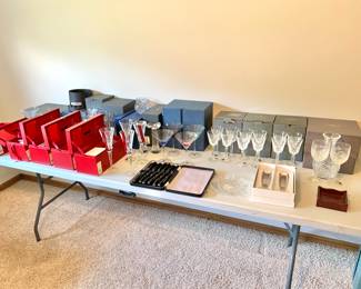 Table full of all Waterford crystal with original boxes 