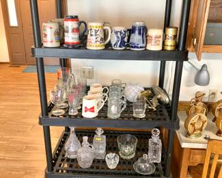 Beer steins, mugs, glasses, and decanters 
