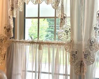 DRAPES.  4 PANELS, 2 VALANCE