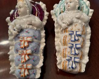 1960s PORCELAIN BABY TRINKET BOXS