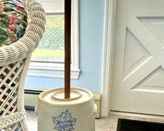 19TH CENTURY BRAMAN & GORMLY STONEWARE 3 GALLON BUTTER CHURNER