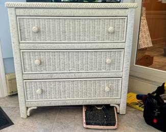 WHITE WICKER DRESSER