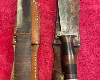 Vintage USMC Kabar Fighting knife WW2 Leather Handle Military Knife