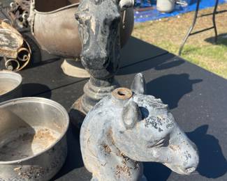 Vintage Cast iron hitching post horse heads