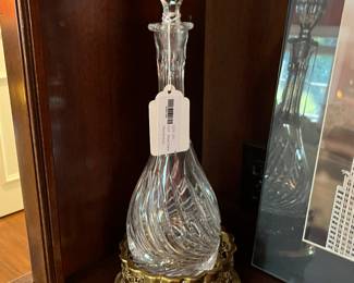 Pulled Feather Cut Crystal Decanter, Late 20th C. 