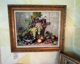 Signed Fruit Still Life Oil on Canvas