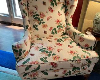 Butterfly & Botanical Over Upholstered Wing Chairs