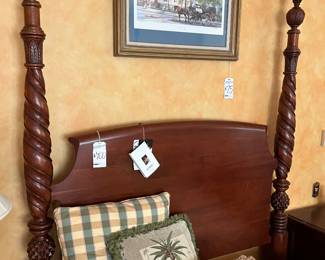 Harden Solid Cherry Queen Size Four Poster Bed with nice Serta Adjustable Mattress