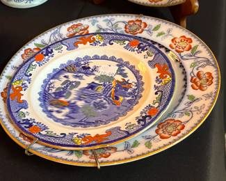 19th C. Polychrome Transferware Plates