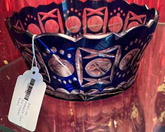 Cobalt Cut to Clear Bowl 