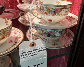 Set of 10 Schumann Bavaria Dresden Floral Teacups and Saucers 