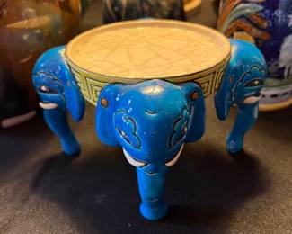 Longwy French Pottery Elephant Vase Pedestal 