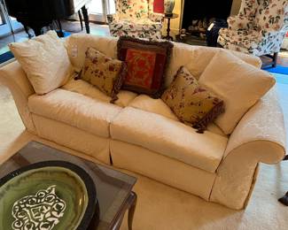 One of a Pair of Drexel Heritage Damask Sofa