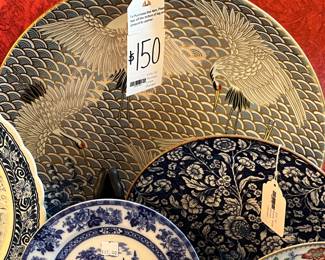 Japanese Kutani Crane Charger Plate