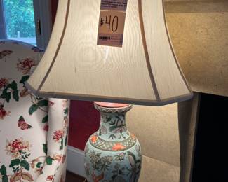 Turquoise Chinese Pottery Table Lamp