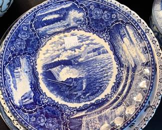 Niagra Falls Blue and White Plate, Early 20th C. 