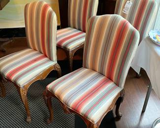 Set of 4 Stripe Upholstered Dining Chairs
