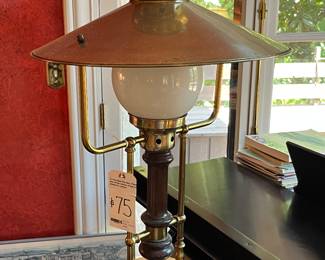 Early 1970's Knob Creek Whimsical Table Lamp Brass & Wood 