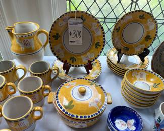 Nice set of Vietri Campagna Ram Pattern Dinnerware. 