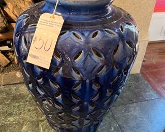 Large Pottery Pierced Work Vase