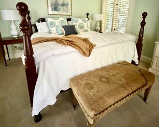 The ottoman is made from an antique rug! Serena and Lily pillows, signed lithograph