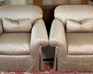 Pair Of Sally Sorkin Lewis Upholstered Arm Chairs Designed For J. Robert Scott