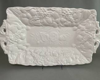 Large White Italian Ceramic Oblong Platter