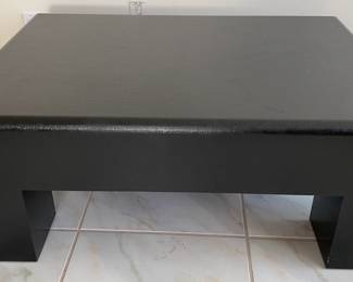 Modernist Black Laminated Grasscloth Textured Coffee Table