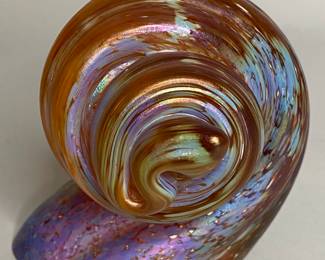 Iridescent Sea Shell Art Glass Paperweight, 1997