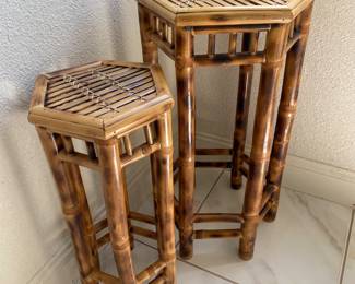 Two Rattan Plant Stands