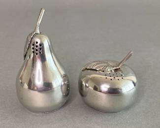 Gorham Pewter Set Of Pear And Apple Salt And Pepper Shakers