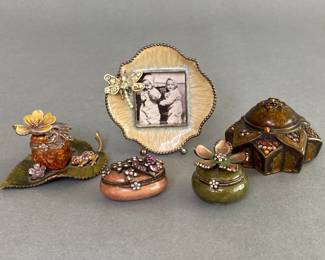 Group Of Five Jay Strongwater Miniatures And Photo Frame