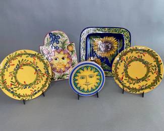 Collection Of Italian Glazed And Hand Painted Wall Hangings And Dishes