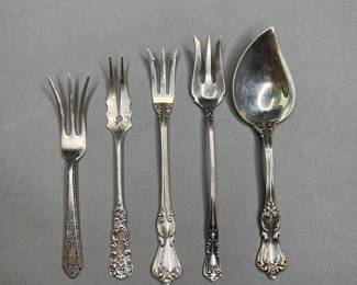 Sterling Silver Hors D'Oeuvres Forks And A Jelly Spoon