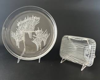 Two Vintage Signed Art Glass Platters: Emanuel Ungaro And T. Yamamoto For Orrefors