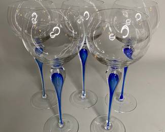 Set Of Five Mikasa Julidard Cobalt Wine Galsses