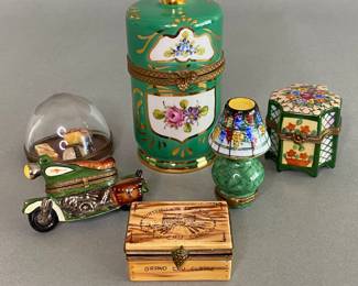 Group Of Six Limoges Miniature Trinket Boxes