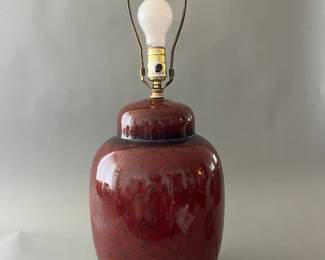 Chinese Style Oxblood Ginger Jar Shaped Table Lamp