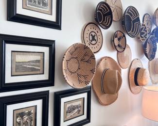 Vintage Framed Prints, Basket Weaves and Hats