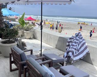 Square shape pin striped and scalloped umbrellas - mint condition (we have 2)