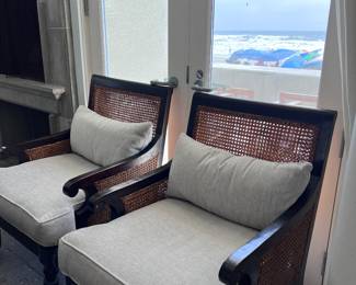Double Caned Wing Back Chairs - Just Fabulous! New Cushions!