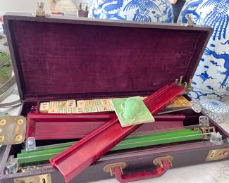 Vintage Mahjong Game - just beautiful - that little scarab will bring you the buyer GOOD LUCK!