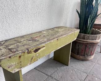 Cutie Avocado Wood Bench - weathered to perfection!