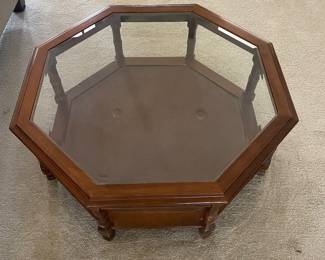 #4 - $175 Octagonal glass top coffee table 38"