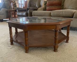 #4 - $175 Octagonal glass top coffee table 38"