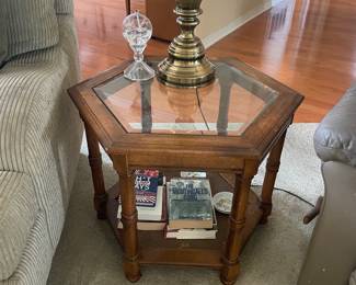 #5 - $90 Octagonal glass top side table 24"