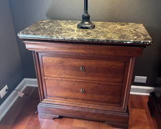 #36A - $300 Each. Haverty's Pennsylvania house set of two chest with granite top 34Wx17Dx30T with hidden drawers