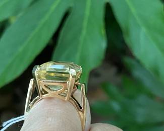 #69 - $400- 14kt Yellow gold emerald cut citrine sz 5