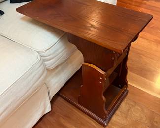 #45- $80 Mahogany side table adjustable for bed or seating
